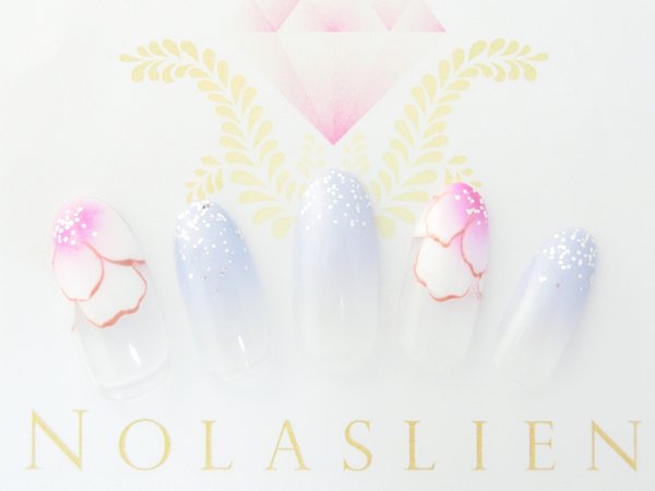 ブルー×フラワーネイル|Nolaslien