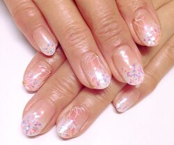 【ジェルネイル】　グラデーション　ラメ