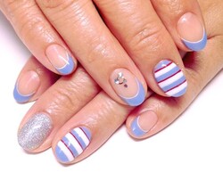 【ジェルネイル】ボーダー　マリン