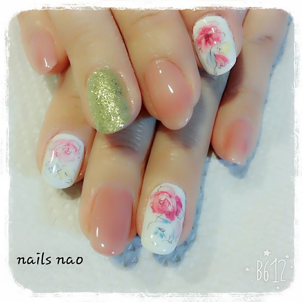 ナチュラルヌーディフラワー|nails nao