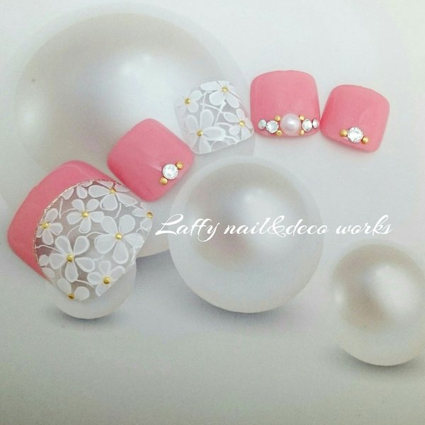 【フット】ラブリーフラワー レース☆|Laffy nail&amp;deco works