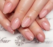 ワンカラー★ラメフレンチ★メタルパーツ|Nailsalon Libur【ネイルサロン リブール】