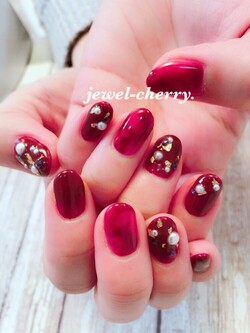レッド系アートネイル|JEWEL-CHERRY.