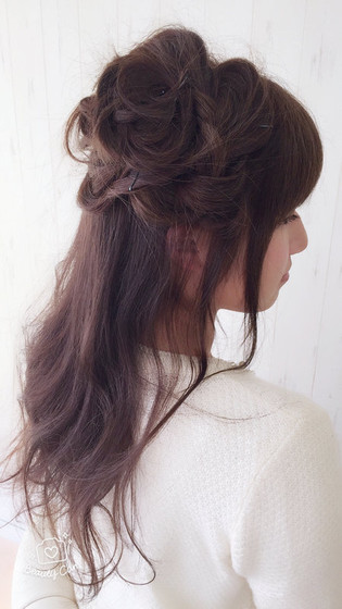 ハーフアップ ローズ編み Hair Make Propeller Style 八幡西区本城美容室 ヘアーメイクプロペラスタイル 福岡県 北九州 の髪型 ヘアスタイルカタログ ビューティーパーク