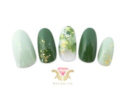 グリーン☆金箔ネイル