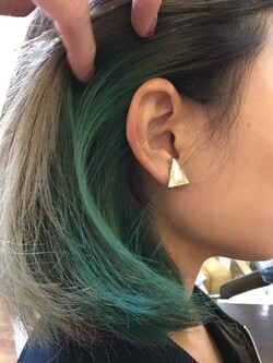 グリーンインナーカラーボブ★feliz名古屋ヘア