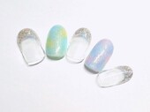パステルマーブル　フレンチ　オーロラヴェール|Sweet Nail&amp;Eyelash