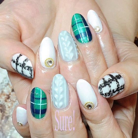 ニット チェック Sure シュアー 東京都 日本橋 のネイルデザインカタログ ビューティーパーク