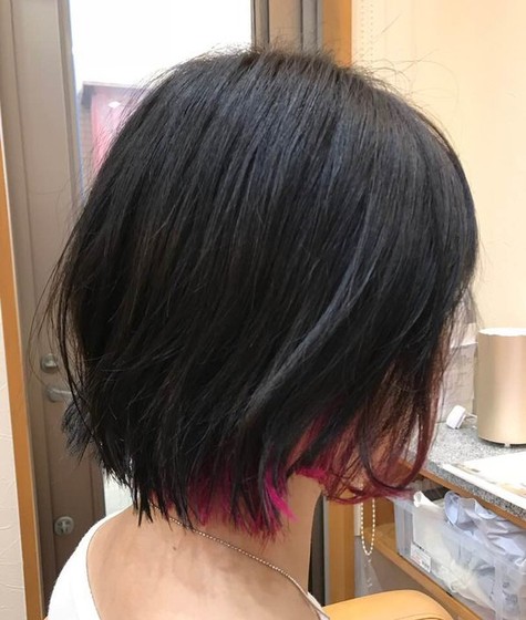 前下がりボブ インナーカラー レッド 25287 Belm Hair