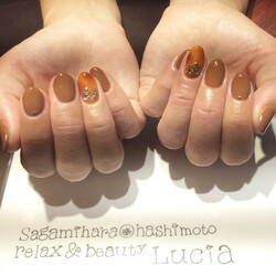 ブラウンべっ甲ネイル♪|Lucia