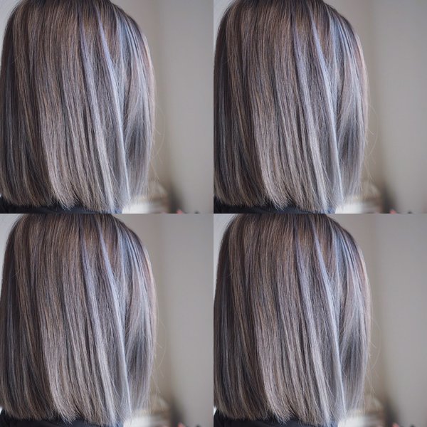 アッシュ　ブルージュ　メッシュ　肩ボブ|MARBLE hair＆nail