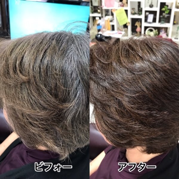 ツヤカラー（椿カラー「白髪染め」）＋カット|Ｍｏｕｌｉｎ　ｈａｉｒ