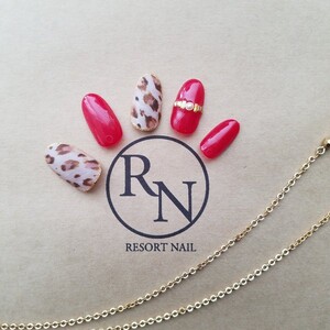 ヒョウ柄 レッド リゾートネイル リゾートネイル 沖縄県 石垣島 のネイルデザインカタログ ビューティーパーク