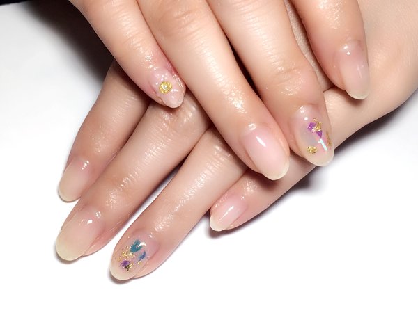 クリアネイルにクリアの3Dのお花|Raiz
