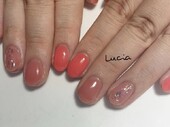 ちぐはぐサーモンピンクネイル|Lucia