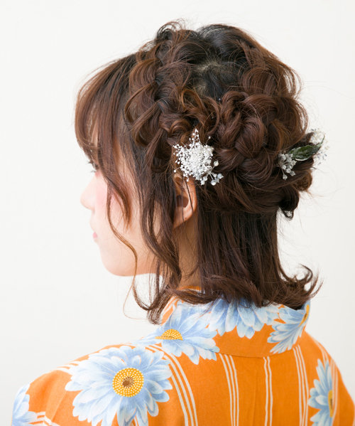 ボブの浴衣ヘアアレンジ|gem梅田