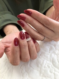 ワンカラー×ビジューネイル|Nailsalon-Bonheur