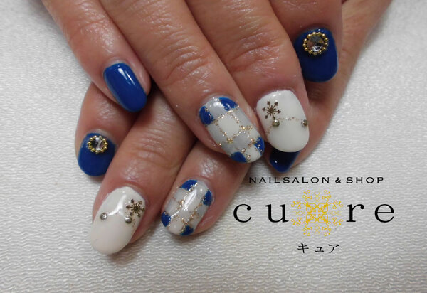 チェックで冬ネイル|ネイルサロン＆ショップ／ネイルスクール　Ｃｕｒｅ