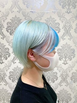 ミントシルバー×ライトターコイズ×ボブ