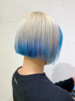 ハイトーン×インナーカラー×ブルー×ホワイト