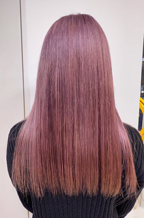 暗染めからピンクカラー|Raffine三宮