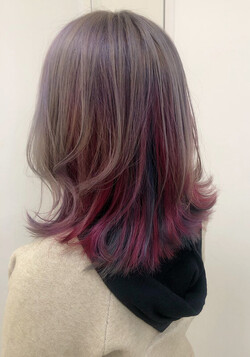 シアーグレージュ×バイオレットインナーカラー