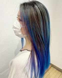3Dグラデーションブリーチ×ネオンカラー(アクアブルー、ターコイズブルー、バイオレット)
