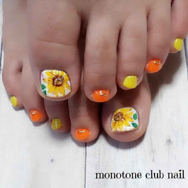 元気色向日葵|モノトーンクラブネイル