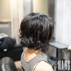 くせ毛風ボブパーマ×暗髪