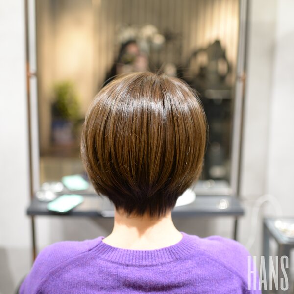 すっきりとした印象の耳かけボブ|美容室ＨＡＮＳ　名古屋　伏見