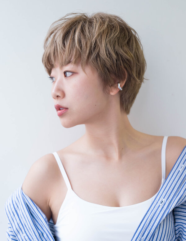 マッシュショートxミルクティーベージュ|Fringe Hair Salon