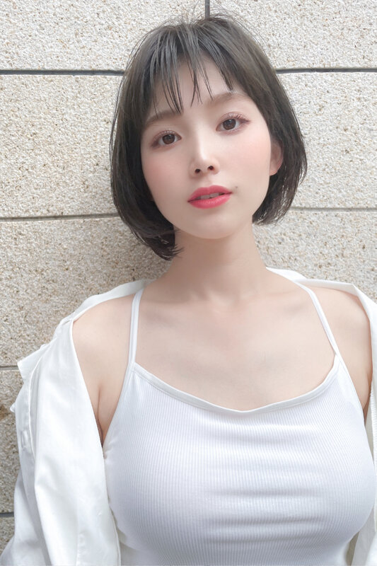大人可愛い30代40代50代シースルーバング小顔丸みショートボブ|Hair Make TOP SHAPE