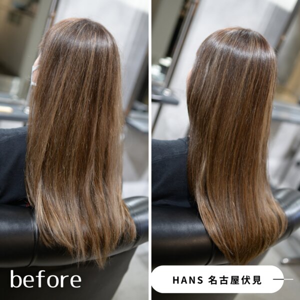 ブリーチハイライトのダメージが心配な髪に髪質改善/美髪ケア|美容室ＨＡＮＳ　名古屋　伏見