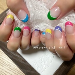 カラフルフレンチ|モノトーンクラブネイル