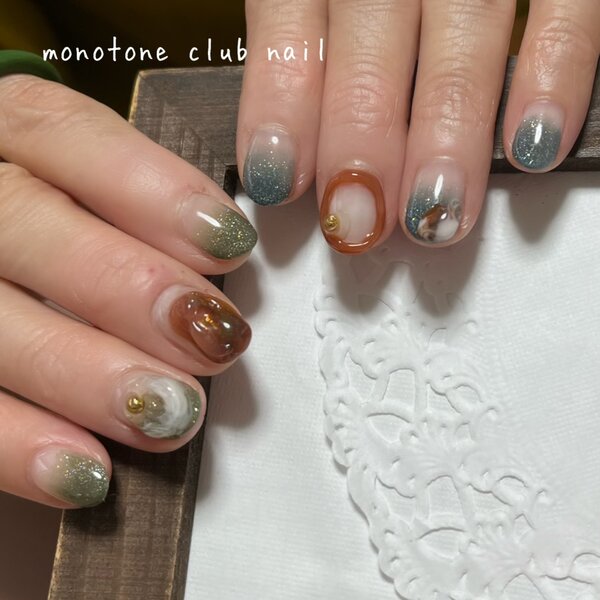 ニュアンス|モノトーンクラブネイル