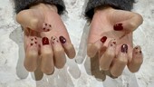 ハンド ミドルコース (90分つけ放題) 「お持ち込みデザイン 赤×ハートが可愛い年納めネイル」|Nail Salon Linda