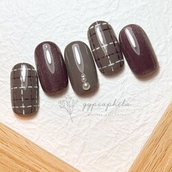 チェック柄デザイン|private nail salon gypsophila