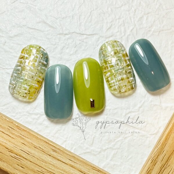 寒くなってくるとツイードデザインが人気です♪|private nail salon gypsophila