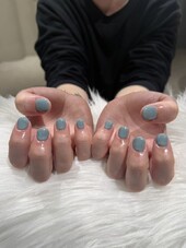 ハンド ワンカラー 男性ネイル 「寒色のブルーがこの時期にぴったり！」|Nail Salon Linda