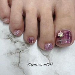 【フット】マグネット×チェックネイル