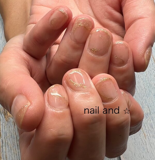 1色＋ラメラインアート|Nail and star