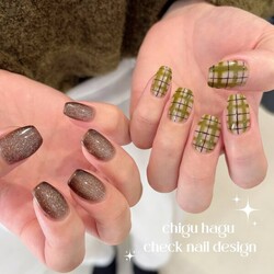 ちぐはぐチェック柄ネイル|je belle 三鷹店