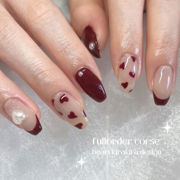 ボルドーハートネイル|je belle 三鷹店