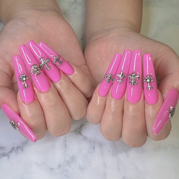 ピンクとクロム|nailsalon-haru-