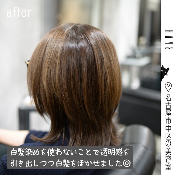 【白髪活かし×自然な立体感】白髪染めなしカラー|美容室ＨＡＮＳ　名古屋　伏見
