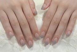 「ハンド グラデーション」くすみブルーのグラデーションカラー！！|Nail Salon Linda