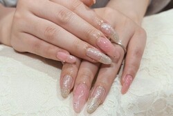 「ハンド 定額デザイン」お色味変更で、新色バニーカラーです♪ ピンクとラメの相性が素敵です！