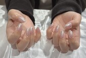 「ハンド ミドルコース」ホワイトミラーでツヤのあるお仕上がりに！|Nail Salon Linda