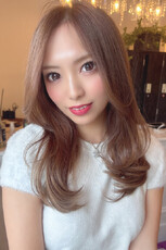 レイヤーくびれヘアハイライトカラーシナモンベージュ|Hair Make TOP SHAPE