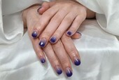 「ハンド グラデーション」ネイビーカラーのグラデーションで「指先が夜空みたい」とお客様から感想頂きました！|Nail Salon Linda